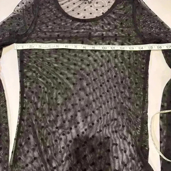 Iris Black SheerThong Body Suit with Bell Sleeves Size Large - Picture 4 of 5